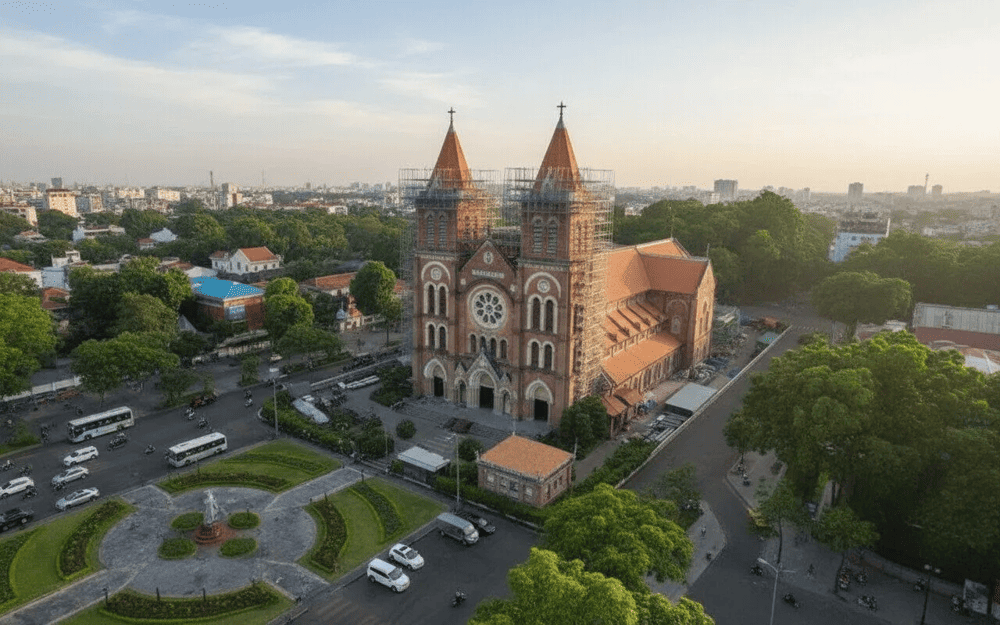 Take a moment to appreciate the ancient brick walls on the left and right sides of the cathedral